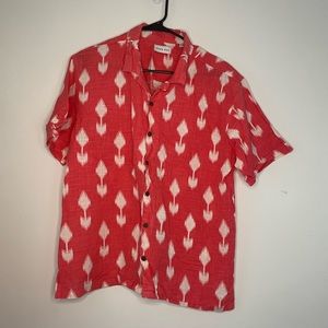 Raga Man Hawaiian Shirt Mens Large Red